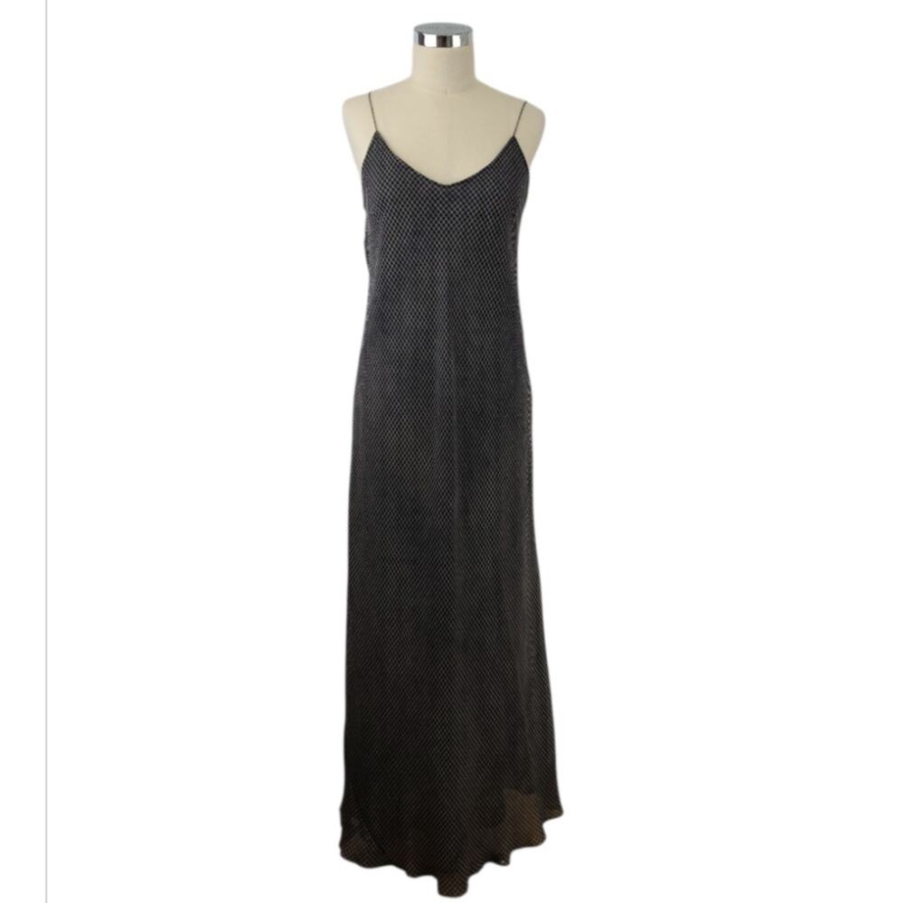 Vintage 90s DKNY Silk Bias Cut Maxi Dress Lattice 10 Geometric Minimalist EUC